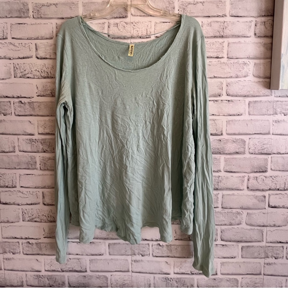 Free People Mint Split Back Long sleeve top